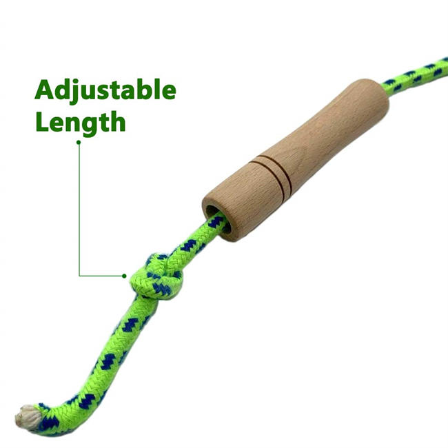 Jump Rope for Kids - Wooden Handle - Adjustable Cotton Braided Fitness Skipping Rope